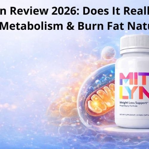 Mitolyn weight loss supplement bottle with mitochondrial energy concept and metabolic support background